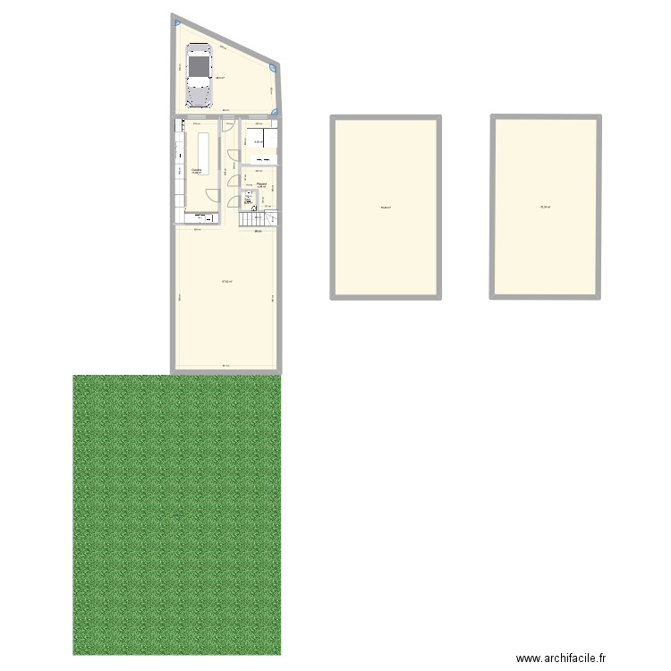 1ER VERSION . Plan de 8 pièces et 267 m2