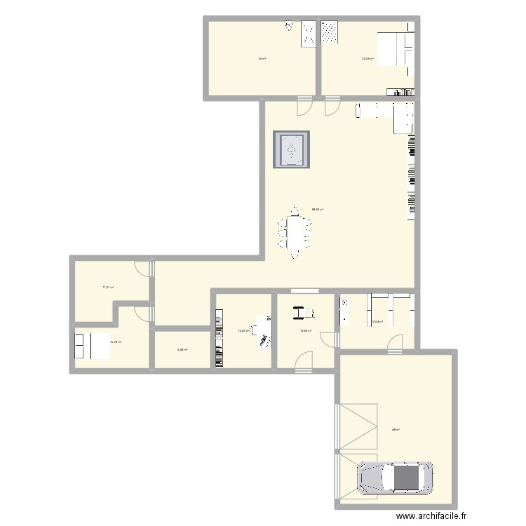 Maison V1. Plan de 10 pièces et 250 m2