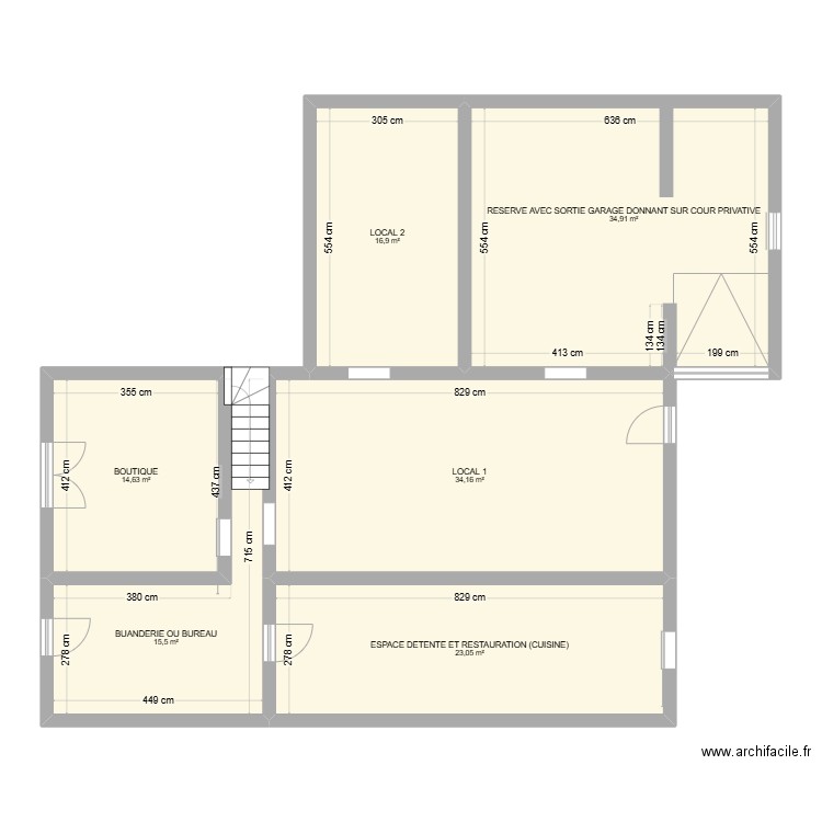 RDC boulangerie. Plan de 6 pièces et 139 m2