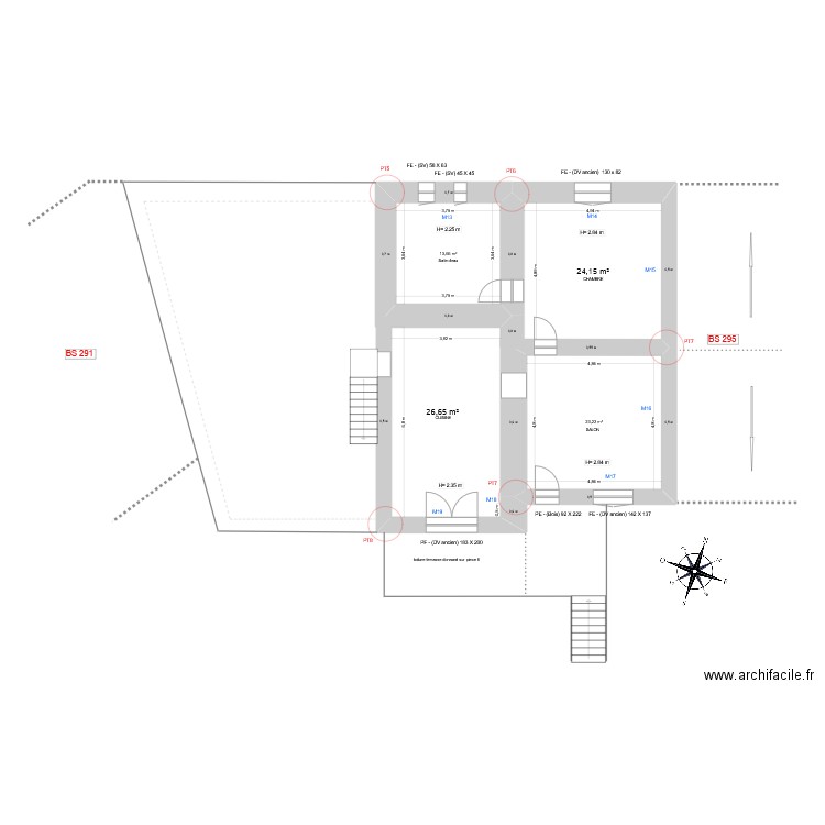 MALDEME. Plan de 11 pièces et 217 m2