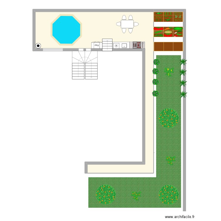 jar. Plan de 2 pièces et 57 m2