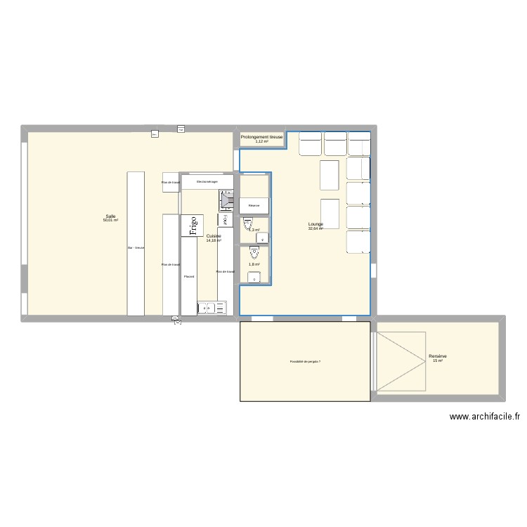 Plan . Plan de 7 pièces et 116 m2