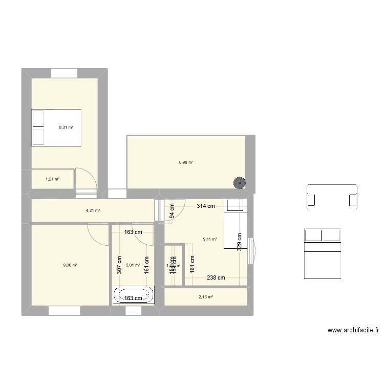 canhoes2. Plan de 9 pièces et 50 m2