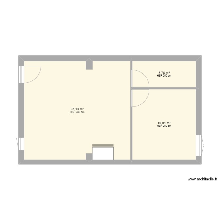 appartement T2. Plan de 3 pièces et 37 m2