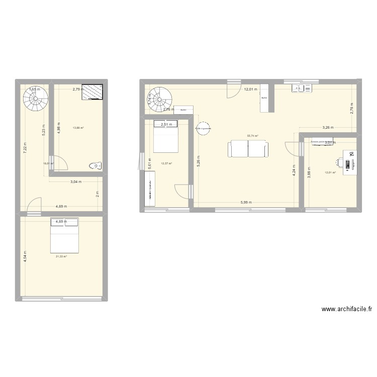 test 02. Plan de 6 pièces et 134 m2