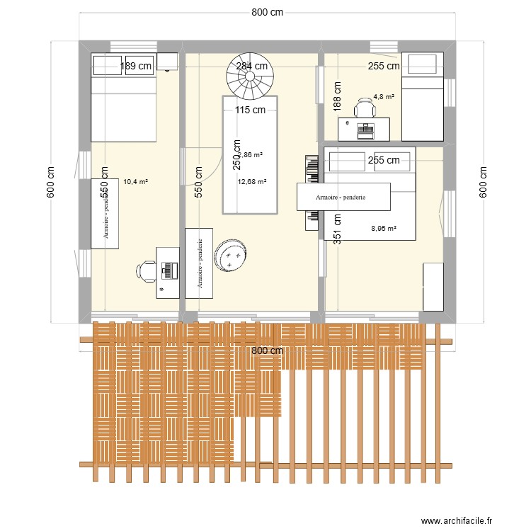 Maison de Sophie et Izou - 1er etage. Plan de 5 pièces et 43 m2