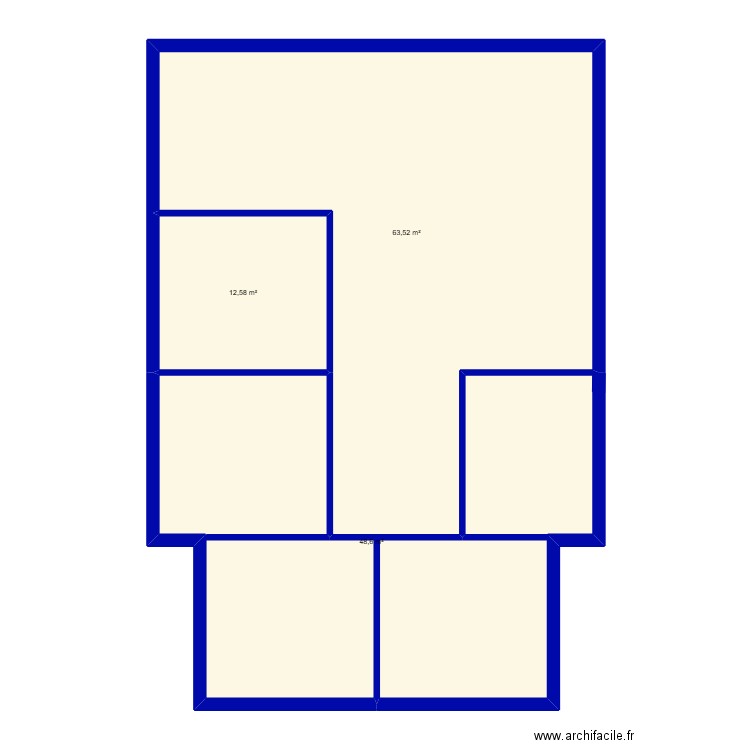 1 option. Plan de 3 pièces et 125 m2