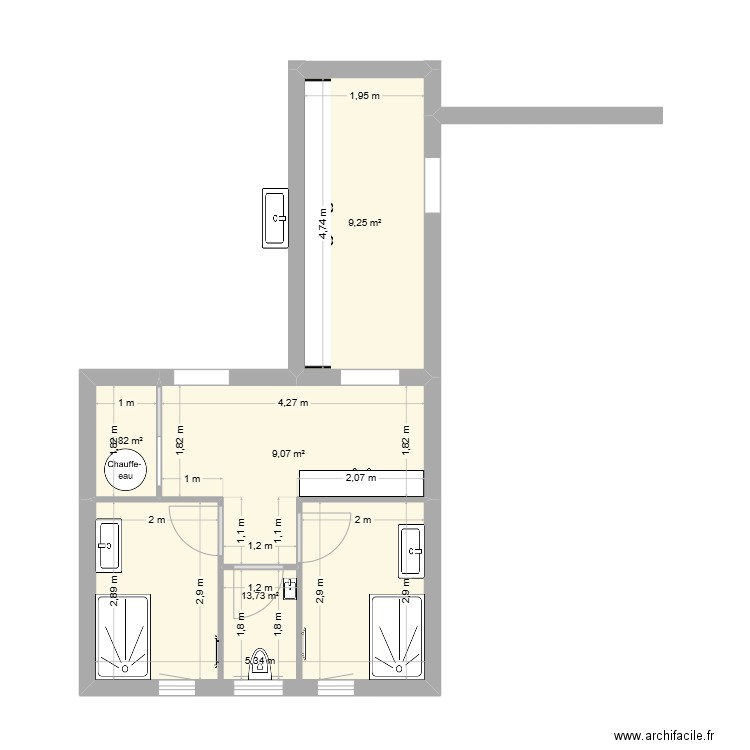 SB BRETAGNE. Plan de 4 pièces et 34 m2