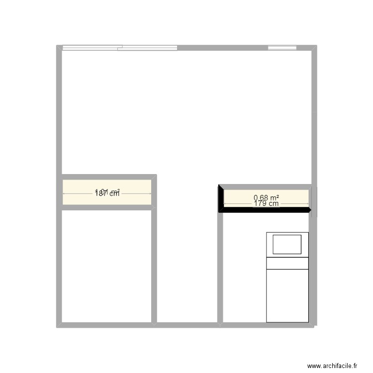 studio boulouris . Plan de 2 pièces et 2 m2