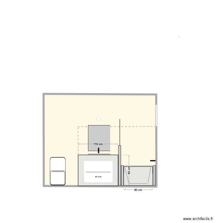 SDB 3 12 12 24. Plan de 1 pièce et 8 m2