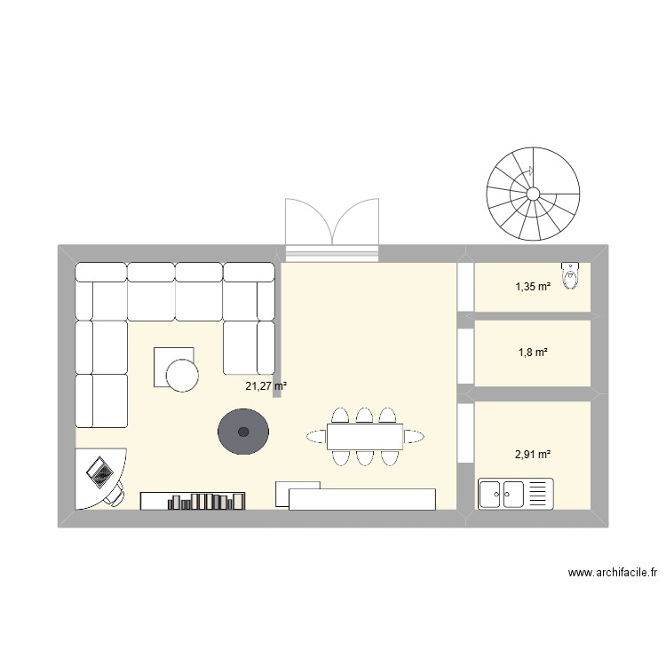 1er étage. Plan de 4 pièces et 27 m2