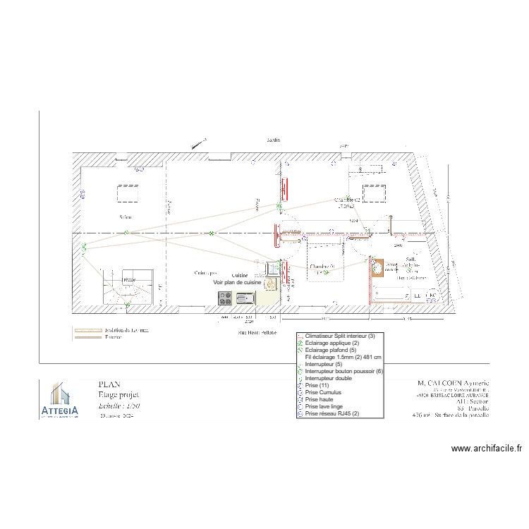 Plan Electrique R+1 Calcoen V2. Plan de 0 pièce et 0 m2