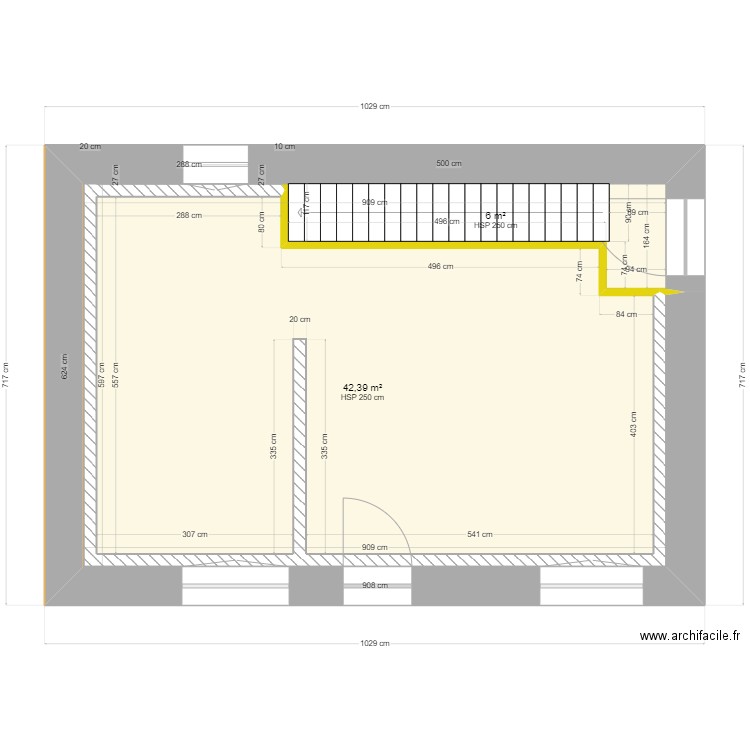 appartrement rdc. Plan de 2 pièces et 48 m2