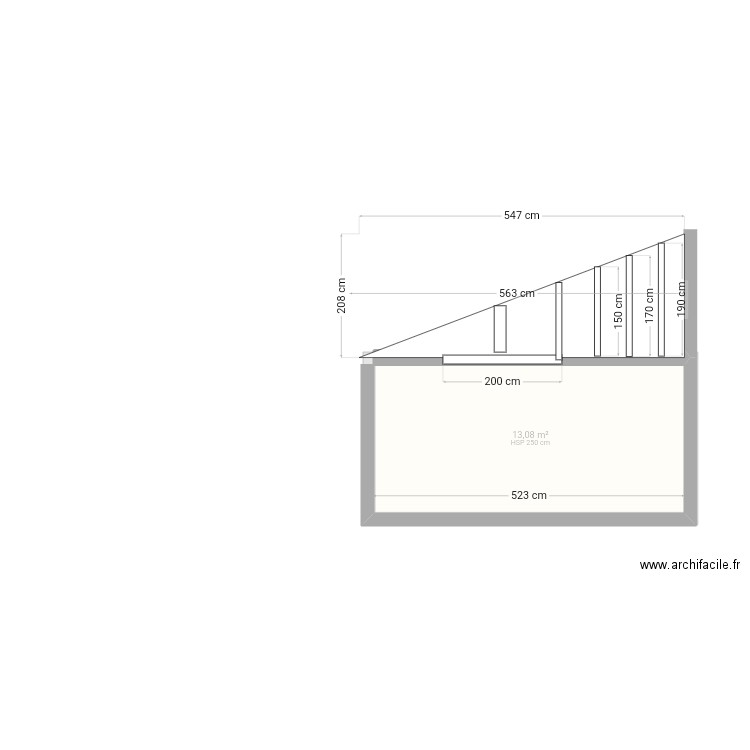 plan 1. Plan de 1 pièce et 13 m2