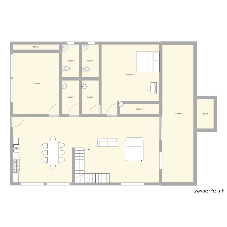 mi casa2. Plan de 11 pièces et 177 m2