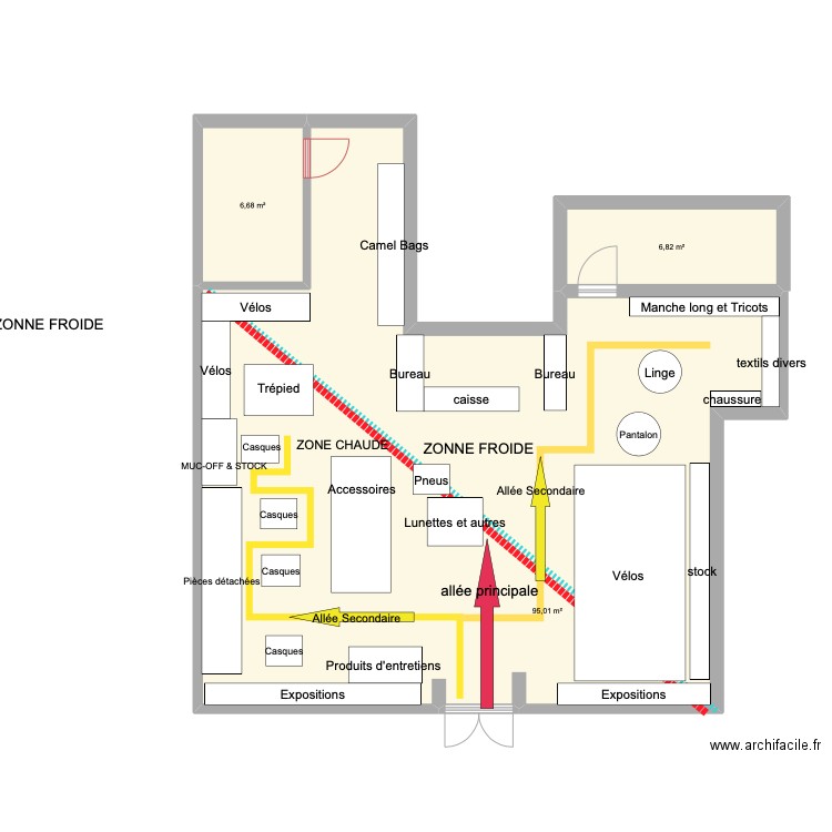 Plan Magasin E-MOVE 2. Plan de 3 pièces et 109 m2