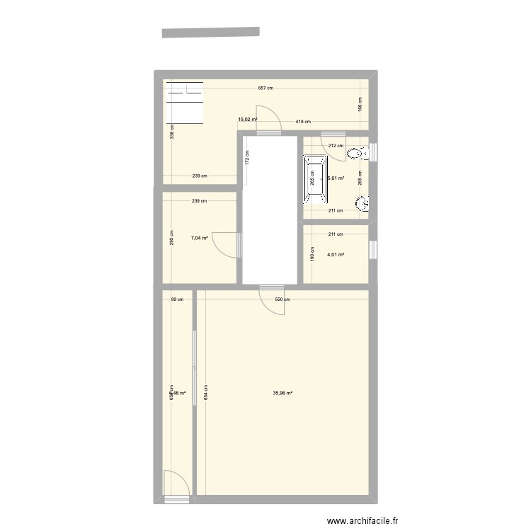 Maison en cours. Plan de 6 pièces et 74 m2