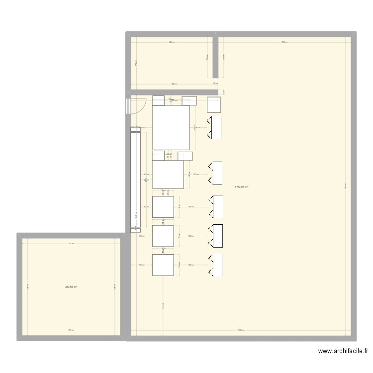 atelier horlo. Plan de 2 pièces et 201 m2