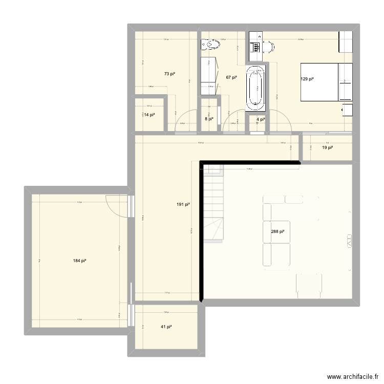 plan alain 5. Plan de 16 pièces et 191 m2