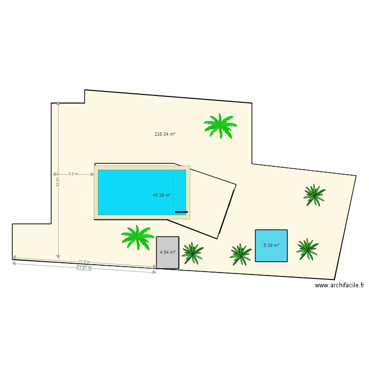 piscine 3. Plan de 4 pièces et 346 m2