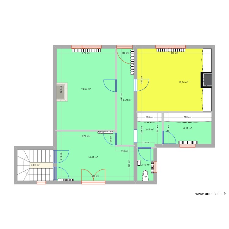 Plan Rdc - Bombart. Plan de 8 pièces et 76 m2