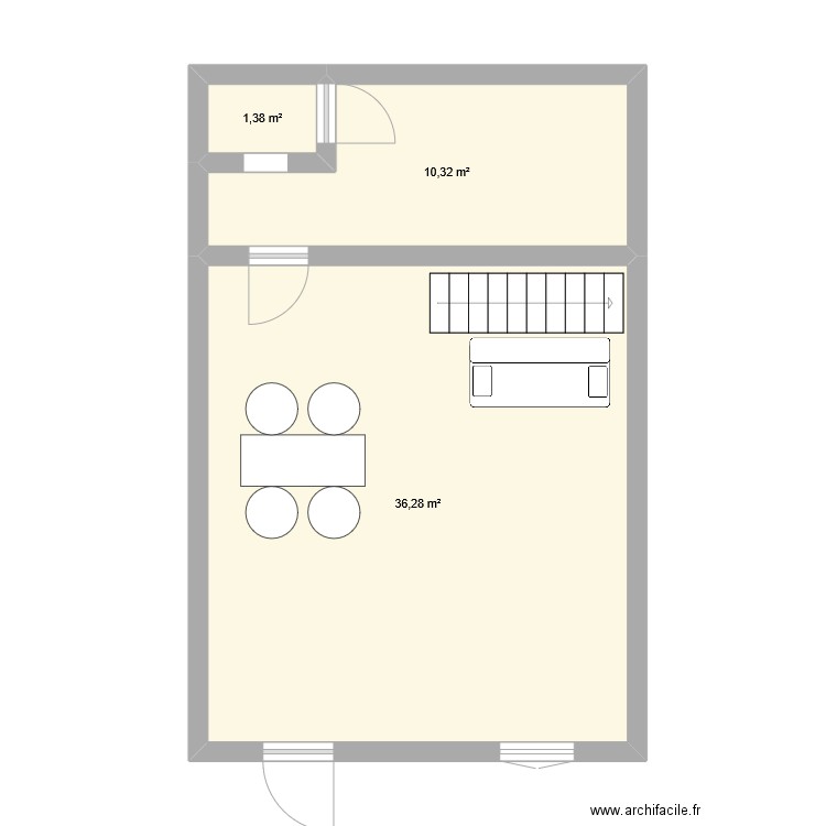 hergla. Plan de 3 pièces et 48 m2