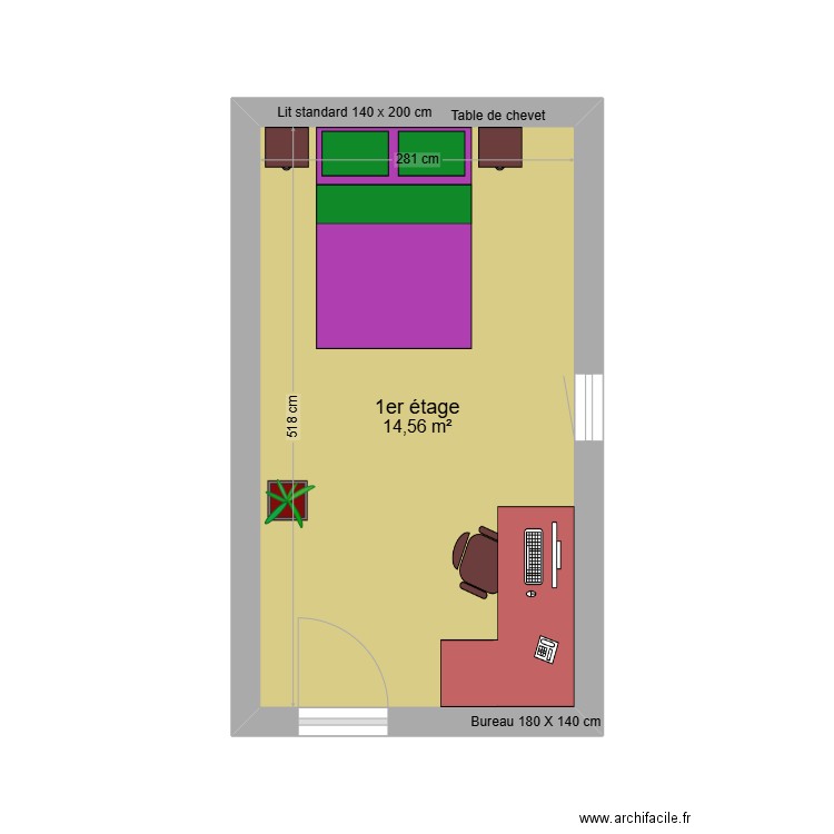 Rébourguil 1er étage. Plan de 1 pièce et 15 m2