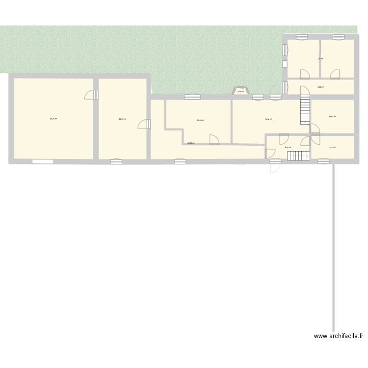 plan Le Roeulx initiale. Plan de 24 pièces et 396 m2