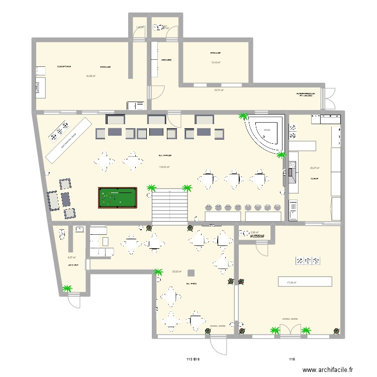 Tropikal NightShop Aménagé. Plan de 11 pièces et 326 m2