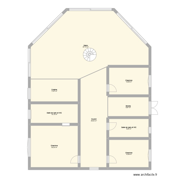 Plan maison. Plan de 9 pièces et 181 m2