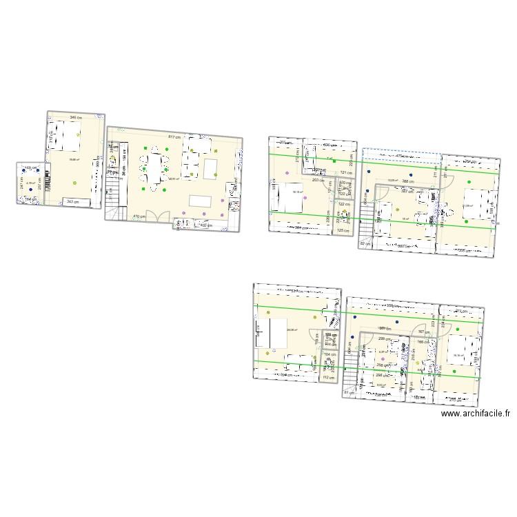 meuble + electricité. Plan de 18 pièces et 227 m2