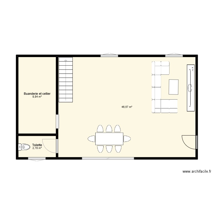 Etage 1. Plan de 3 pièces et 59 m2