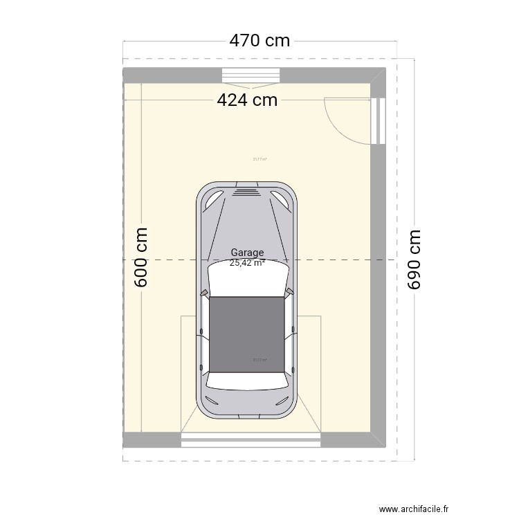 Garage accolé . Plan de 1 pièce et 25 m2