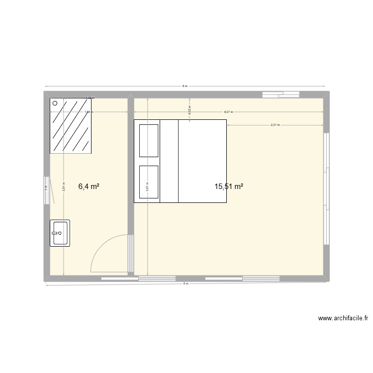 FIGANIERES . Plan de 2 pièces et 22 m2