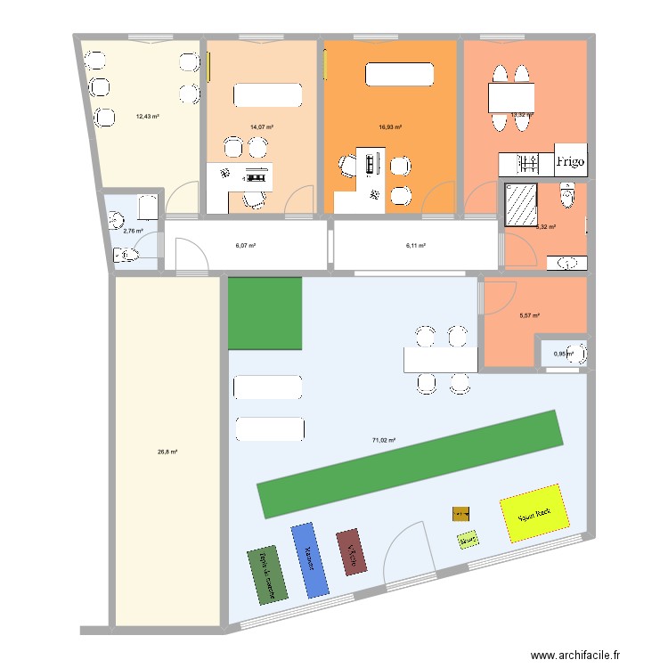 Plan chamalot. Plan de 12 pièces et 181 m2