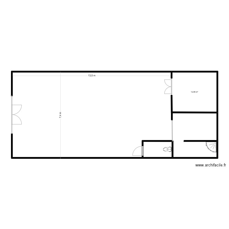 Restos BB 1. Plan de 1 pièce et 13 m2