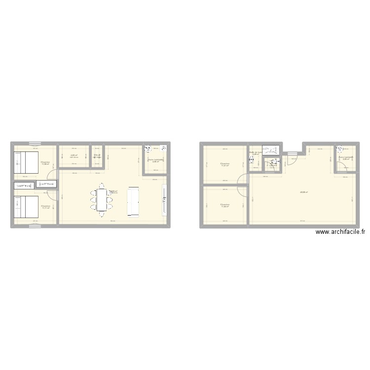 Maison 80m². Plan de 12 pièces et 154 m2