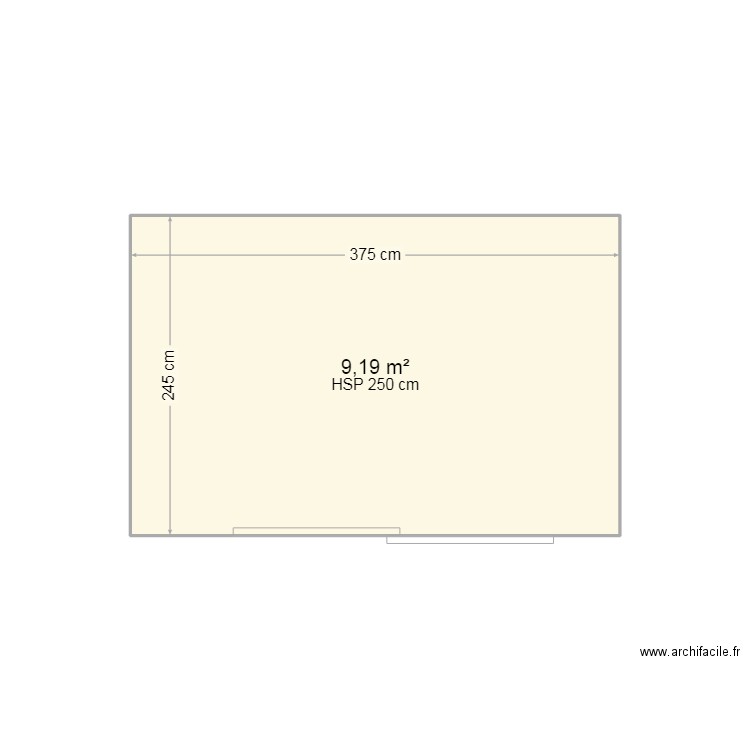 baie. Plan de 1 pièce et 9 m2