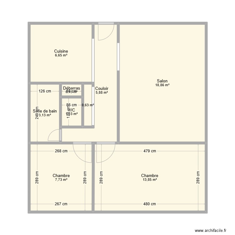 maison 1. Plan de 9 pièces et 58 m2