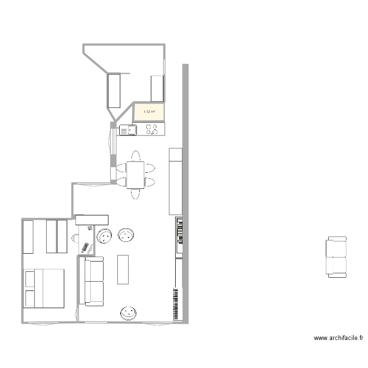 milton chambre. Plan de 1 pièce et 1 m2