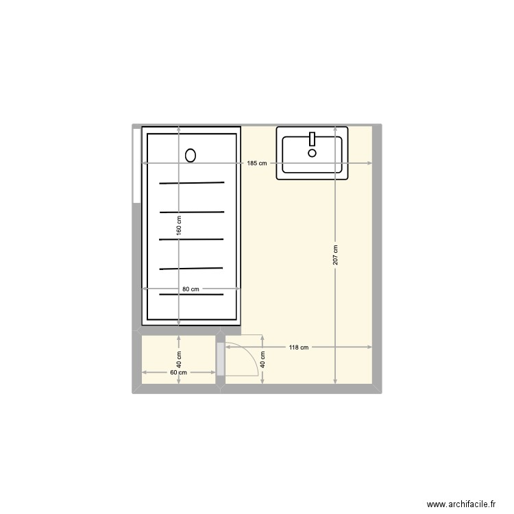 salle de bain stéphane. Plan de 2 pièces et 4 m2