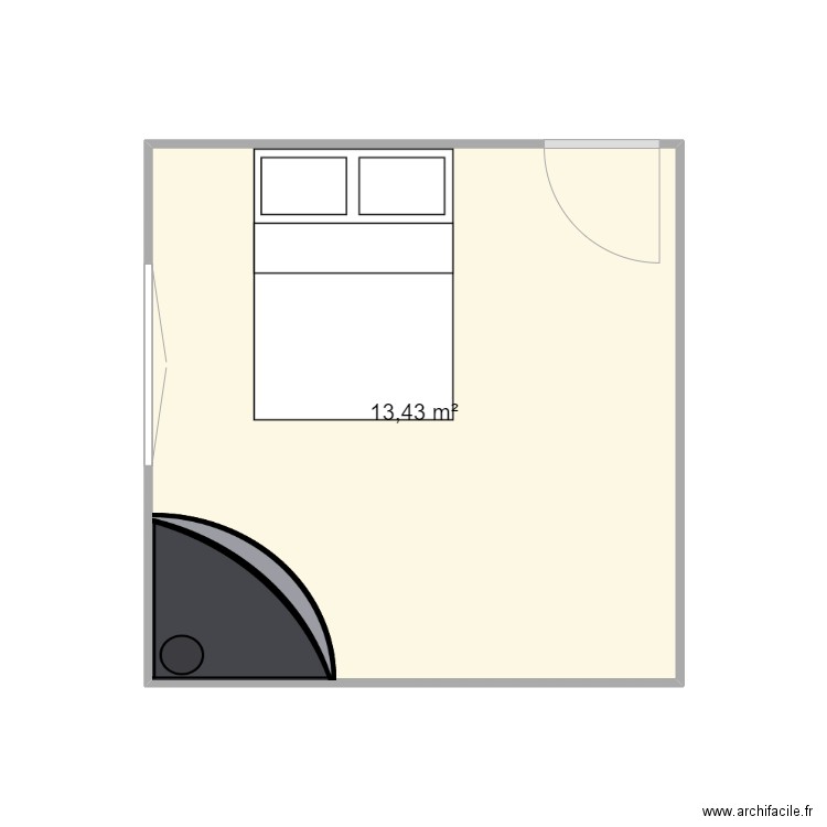 CHAMBRE INVITE. Plan de 1 pièce et 13 m2