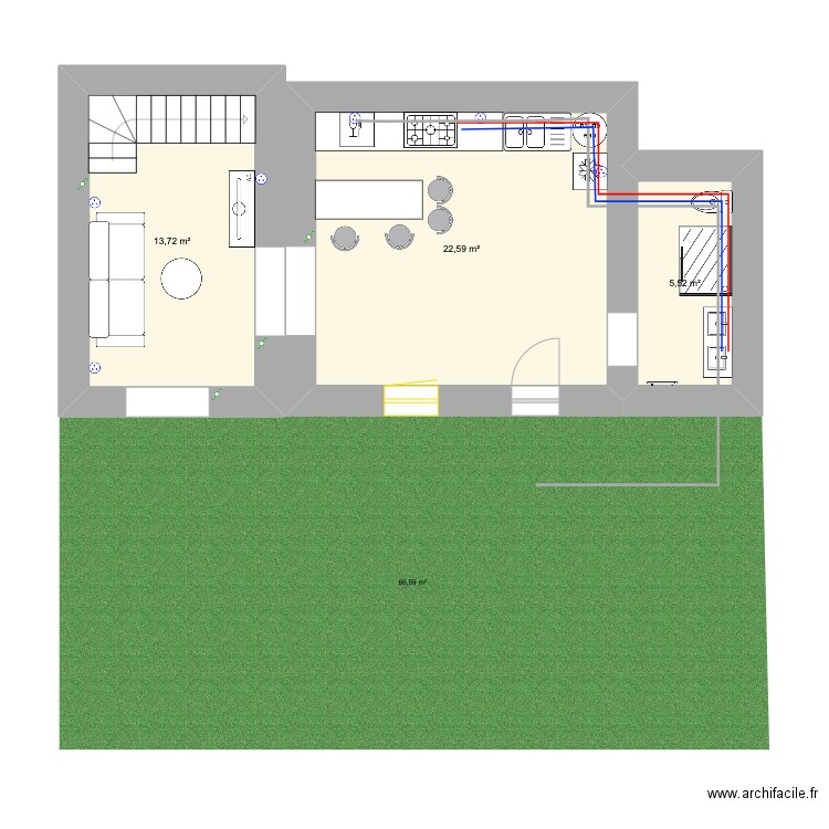 Maison Biert. Plan de 3 pièces et 42 m2