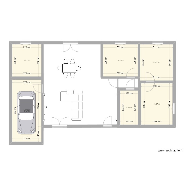 maison st M D A. Plan de 6 pièces et 63 m2