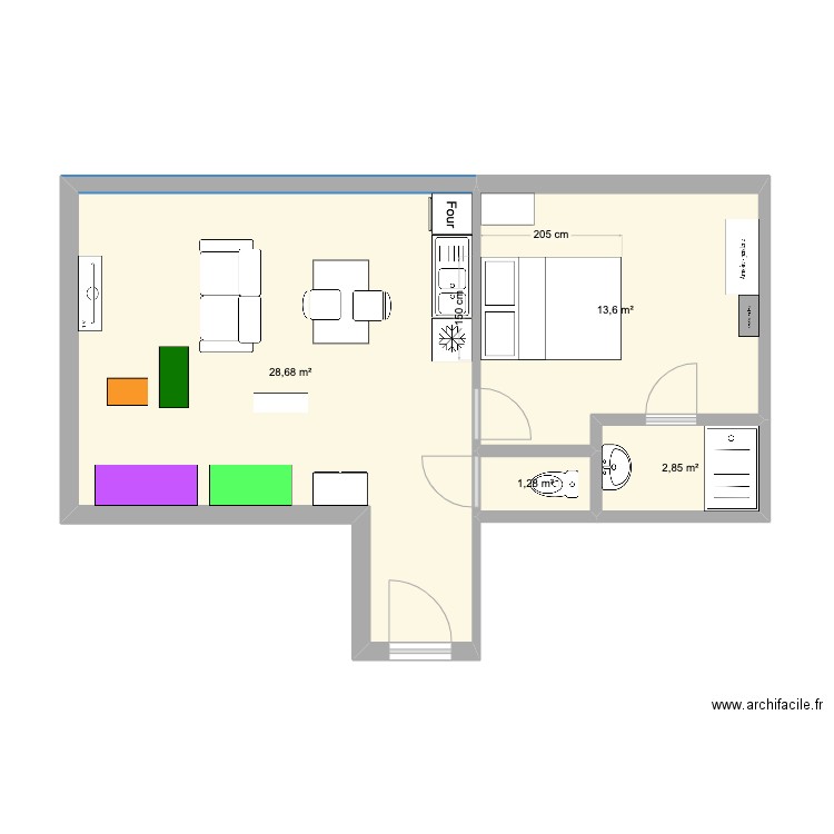 clémont.. Plan de 4 pièces et 46 m2