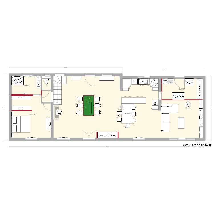 plan maison meublé. Plan de 5 pièces et 110 m2