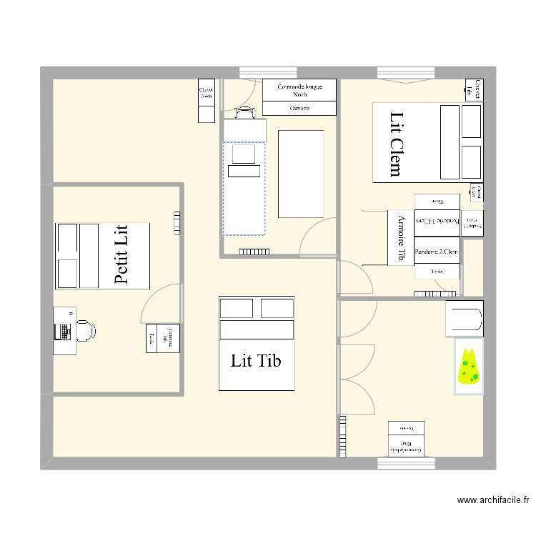 Etage 1 - base - amenagement 01. Plan de 6 pièces et 110 m2