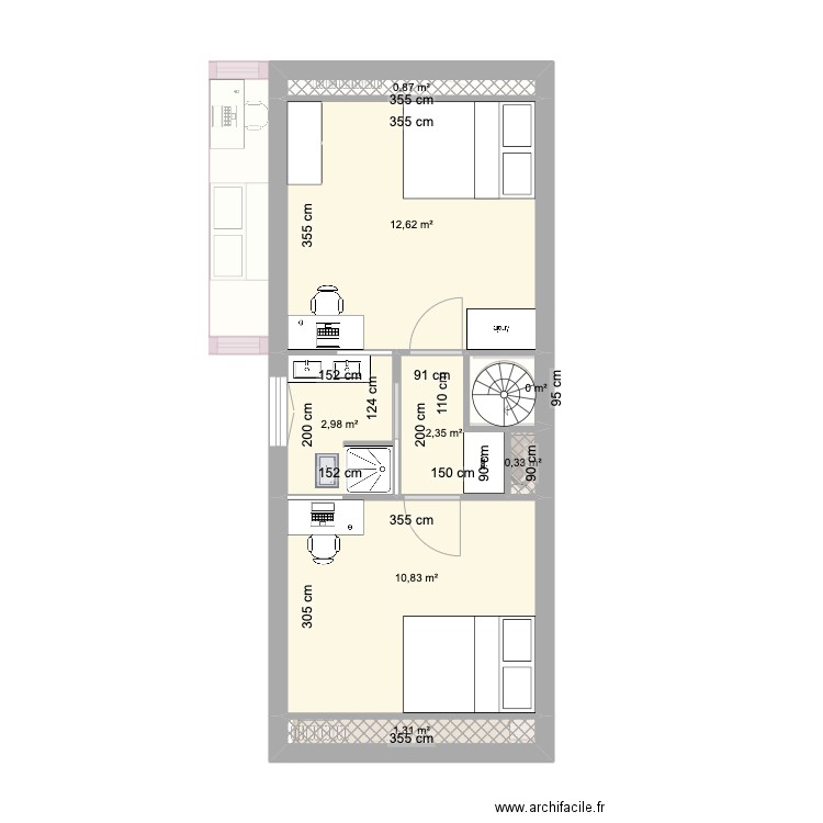 1ER ETAGE. Plan de 6 pièces et 35 m2