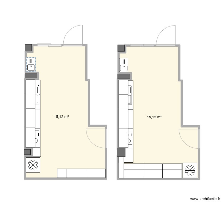 cocina segado del olmo. Plan de 2 pièces et 30 m2