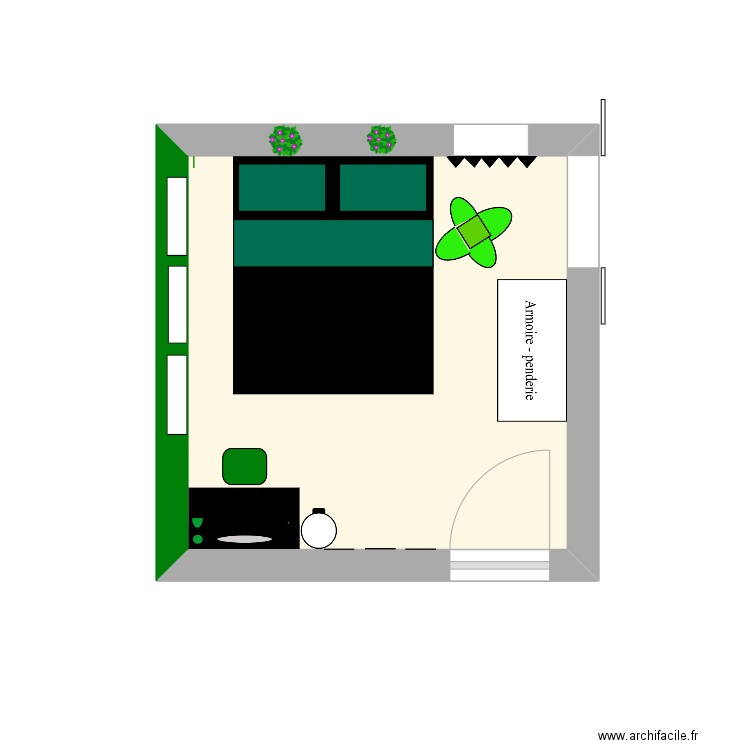 PLAN CHAMBRE. Plan de 1 pièce et 10 m2